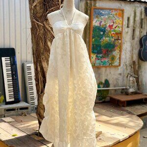 Ethereal White Lace Midi Dress Romantic Sundress